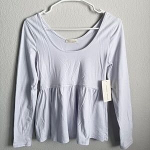 Frankee & Skylarr Brand New Women's White Long Sleeve Babydoll Top. Size S. NWT